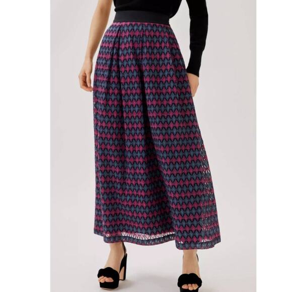New Anthropologie Let Me Be Textured Geo Maxi Skirt $160 SMALL Purple Motif - Picture 2 of 4